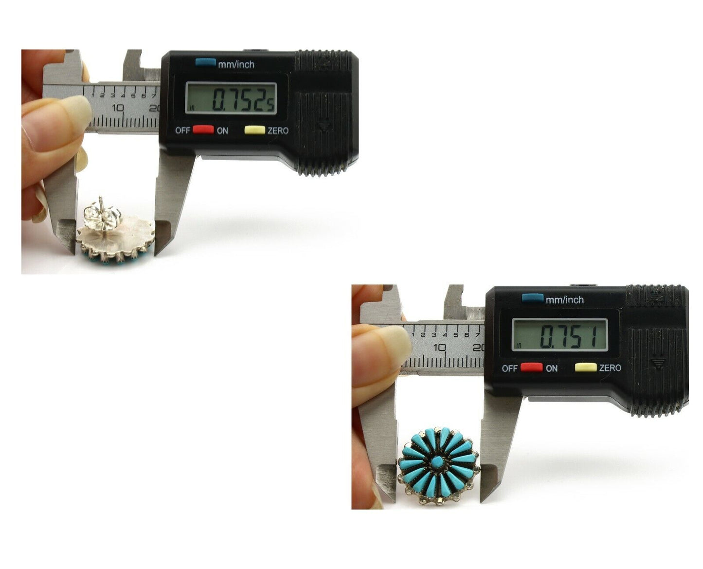 Zuni Earrings .925 Silver Petti Point Natural Blue Turquoise Native Artist C.80s