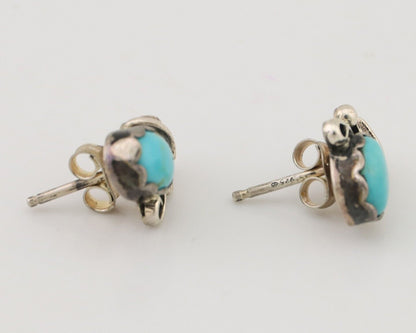 Navajo Handmade Earrings 925 Silver Natural Turquoise Native Artist C.80's