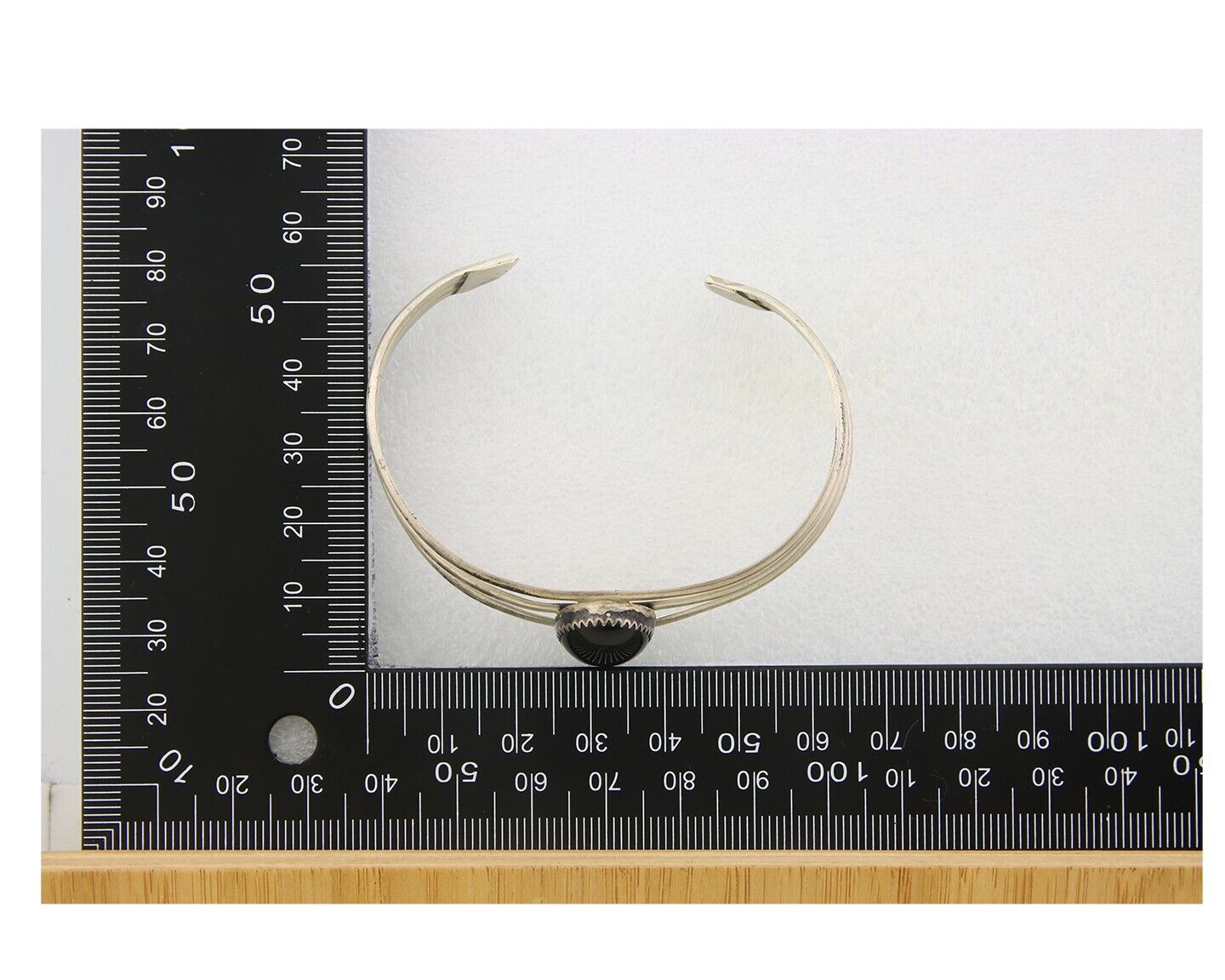 Navajo Bracelet 925 Silver Natural Onyx Cuff Native American Artist C.80's