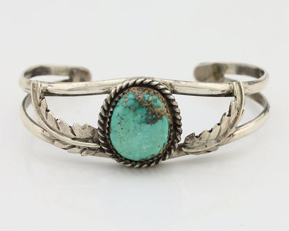 Navajo Bracelet 925 Silver Natural Blue Turquoise Artist Signed Rising Sun C80s