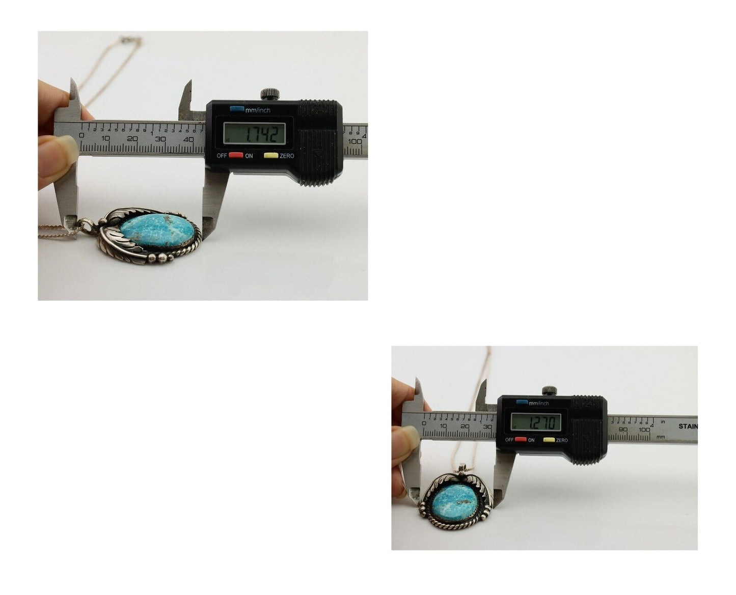 Navajo Necklace 925 Silver Natural Blue Turquoise Native American Artist C.90s