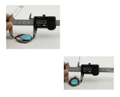 Navajo Necklace 925 Silver Natural Blue Turquoise Native American Artist C.90s