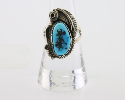 Navajo Ring 925 Silver Sleeping Beauty Turquoise Signed Justin Morris C.80's