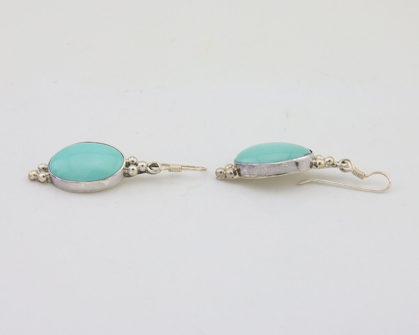Navajo Dangle Earrings 925 Silver Natural Turquoise Native Inca Mfg C.80's