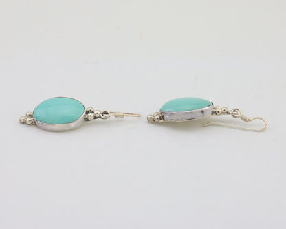 Navajo Dangle Earrings 925 Silver Natural Turquoise Native Inca Mfg C.80's