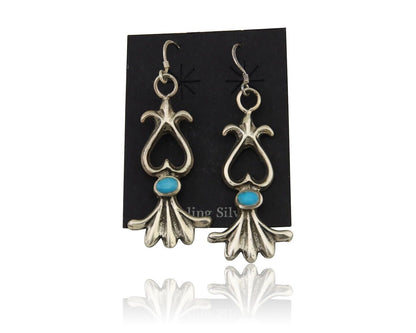 Navajo Dangle Earrings 925 Silver Blue Turquoise Native American Artist C.80's