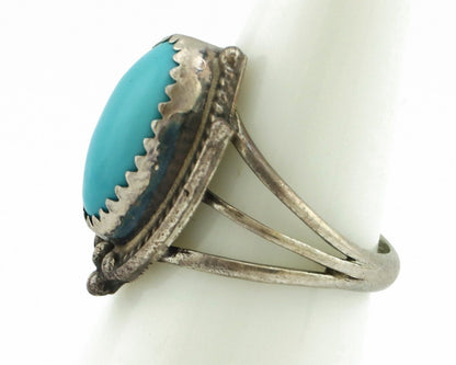Navajo Ring 925 Silver Sleeping Beauty Turquoise Artist Signed JW C80