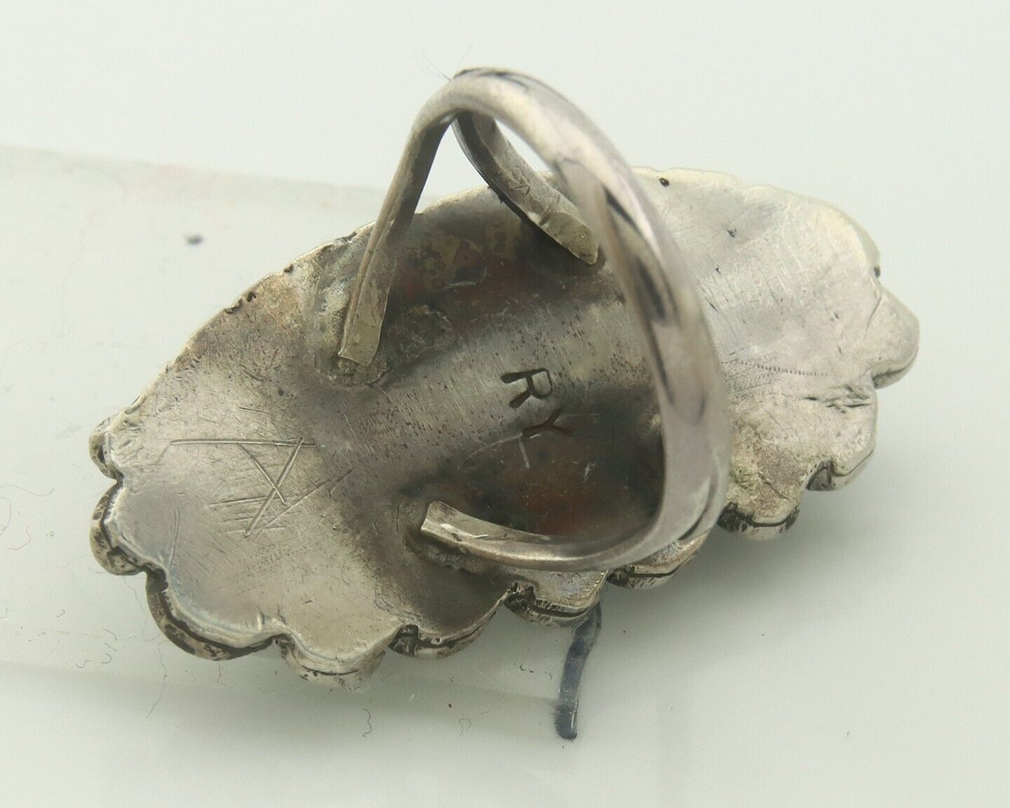 Navajo Ring 925 Sterling Blue Turquoise Artist Signed Richard Yazza C.80's