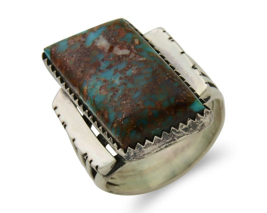 Navajo Ring .925 Silver Turquoise Artist Signed Fred Guerro C.80's