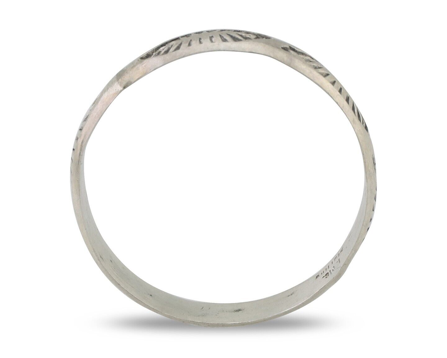Navajo Hand Stamped Band 925 Silver 5.0 mm Signed Larry Chavez Size 12 C.80's