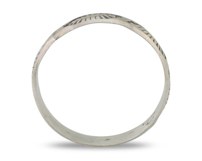 Navajo Hand Stamped Band 925 Silver 5.0 mm Signed Larry Chavez Size 12 C.80's