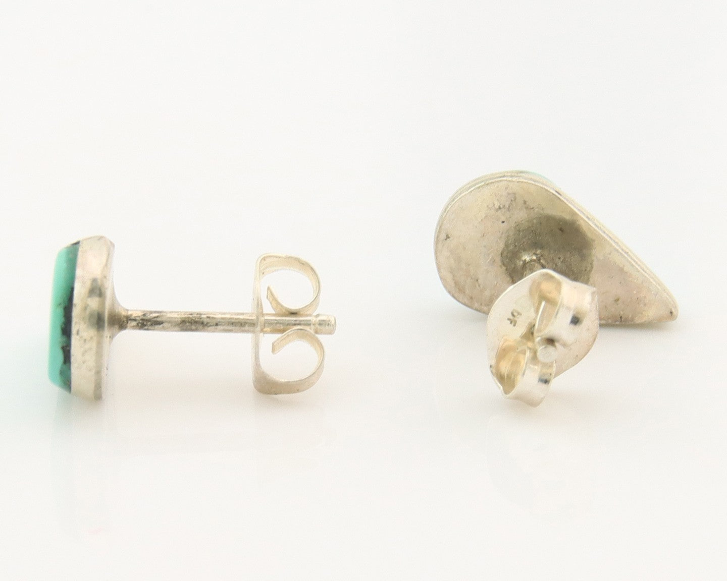 Navajo Earrings Sterling Silver Inlaid Turquoise Vintage
