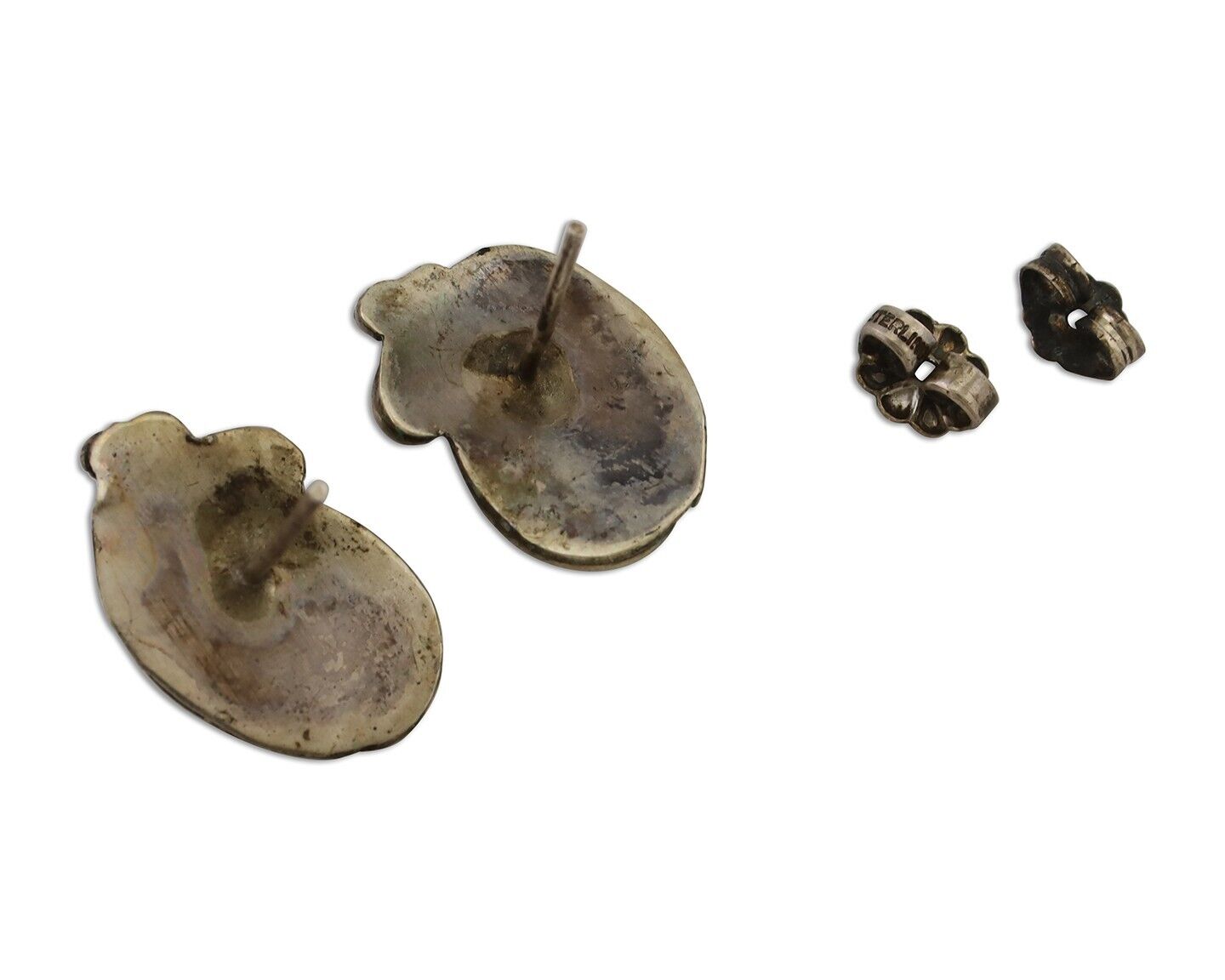 Navajo Earrings 925 Silver Natural Turquoise Native American Artist C.80's