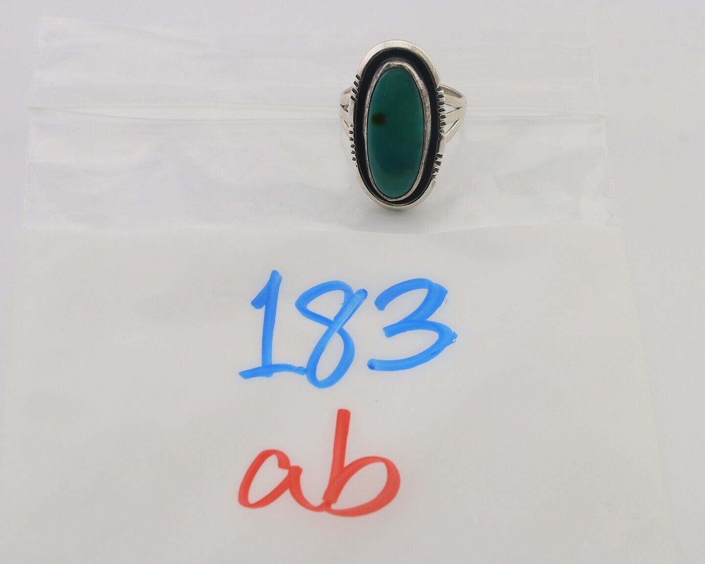 Navajo Ring 925 Silver Natural Green Turquoise Native American Artist C.80's