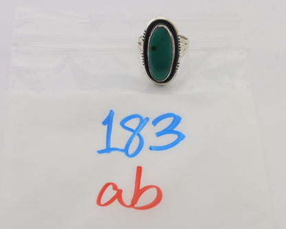 Navajo Ring 925 Silver Natural Green Turquoise Native American Artist C.80's
