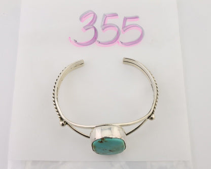 Navajo Cuff Bracelet 925 Silver Natural Blue Turquoise Artist Signed Gecko C.80s