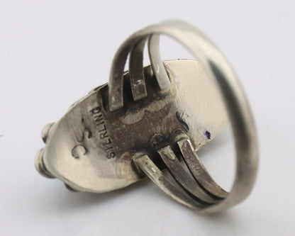 Navajo Ring .925 Silver Sleeping Beauty Turquoise Signed SkyStone Creations C80s