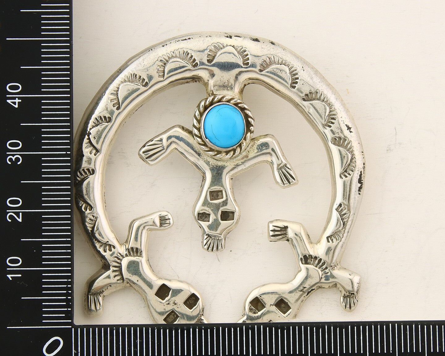 Navajo 925 Silver Naja Sand Cast Turquoise Handmade Native American Artist C.80s