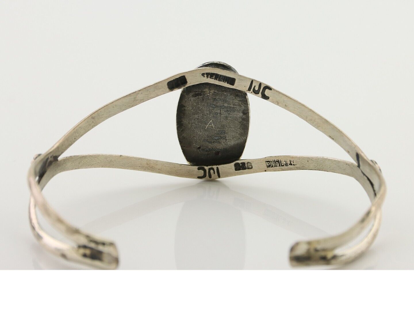 Navajo Bracelet 925 Silver Kingman Turquoise Artist Signed IJC C.80's