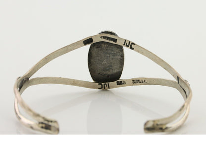 Navajo Bracelet 925 Silver Kingman Turquoise Artist Signed IJC C.80's