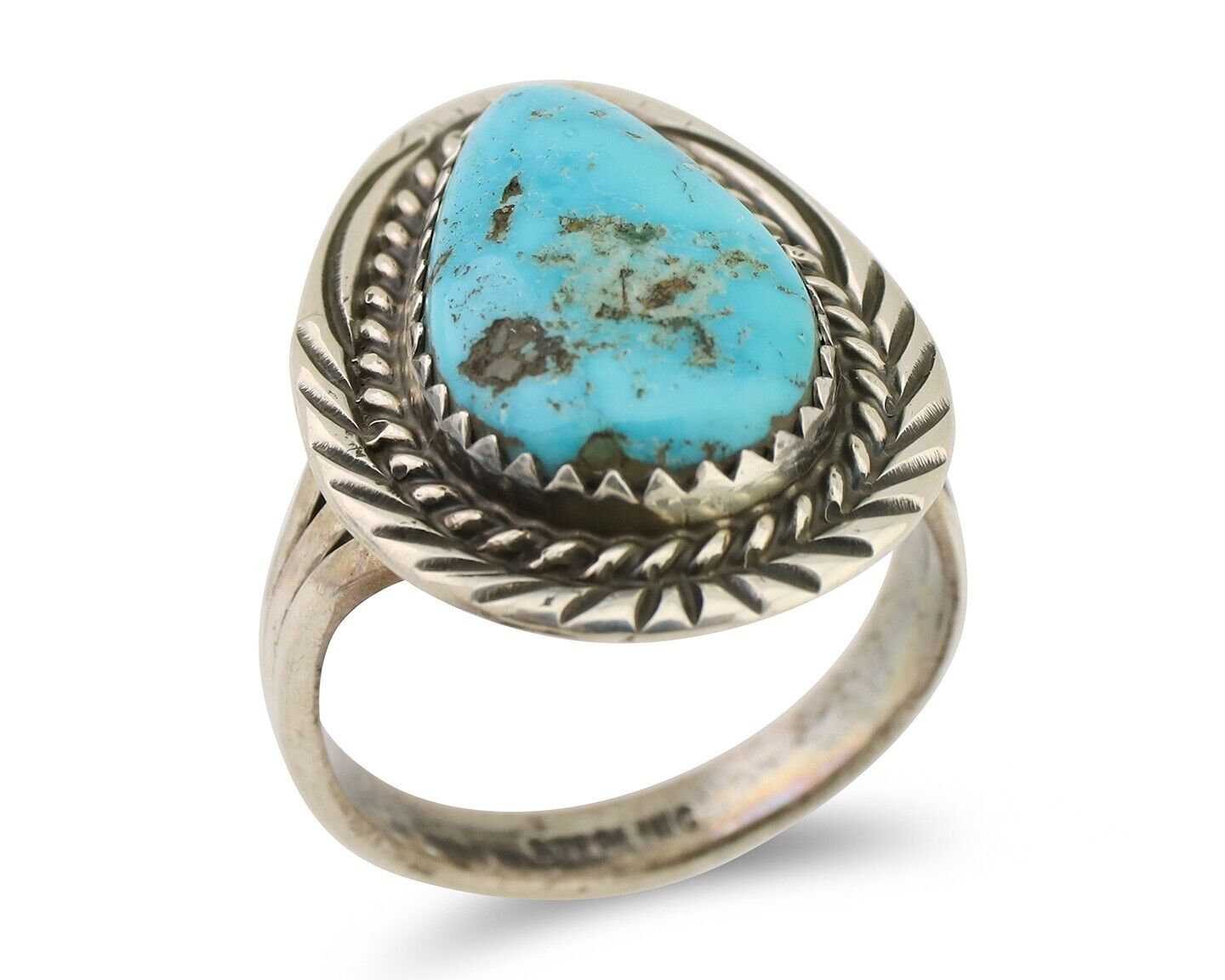 Navajo Handmade Ring 925 Silver Turquoise Native American Artist C.80's