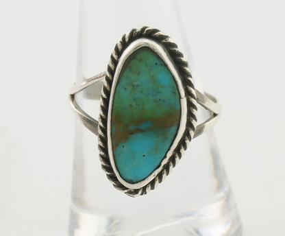Navajo Ring 925 Silver Blue Gem Turquoise Artist Signed Rabbit Stick C.80's