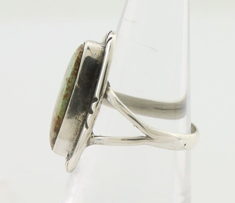 Navajo Ring 925 Silver Blue Gem Turquoise Native American Artist C.80's