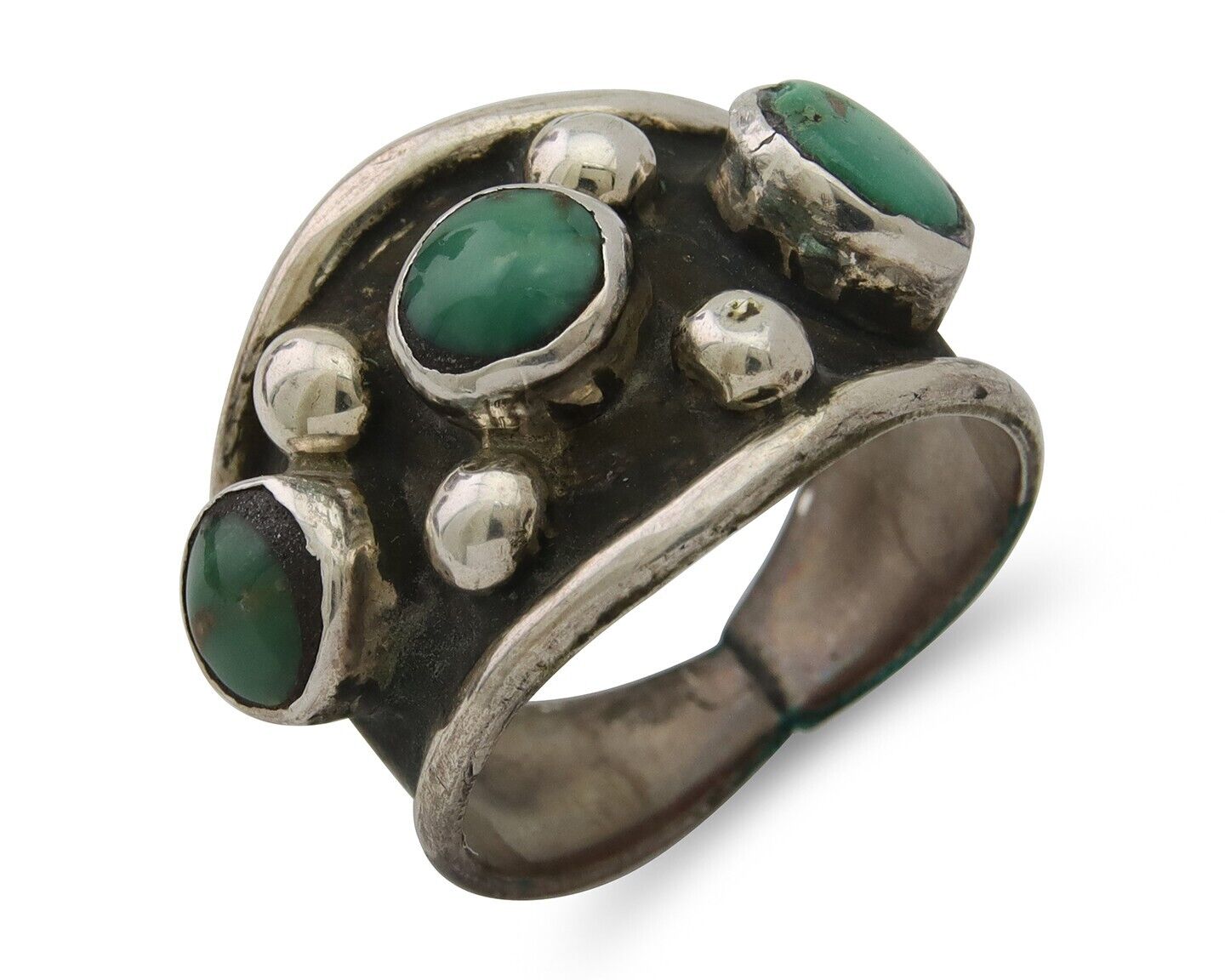 Navajo Handmade Ring 925 Silver Natural Turquoise Native Artist C.80's