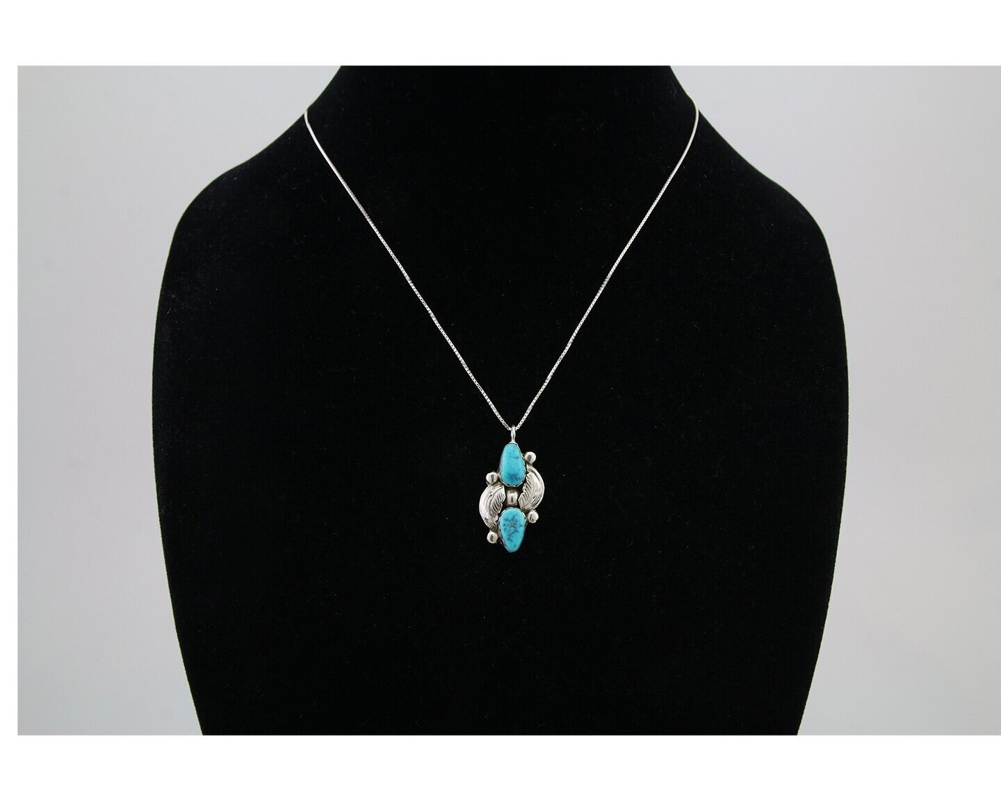 Navajo Turquoise Handmade Necklace 925 Silver Signed Simplicio C.80's