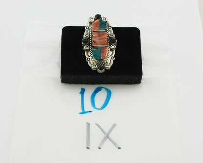 Navajo Tiwa Ring Sterling Silver Gemstone Vintage Signed Francis Size 6.0