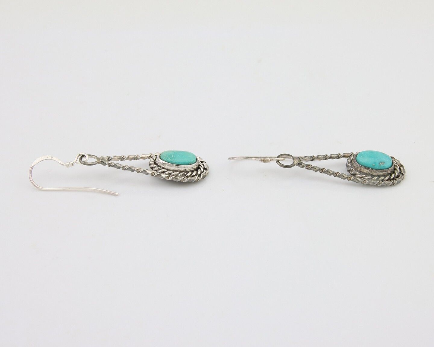 Navajo Dangle Earrings 925 Silver Natural Blue Turquoise Native Artist C.80's