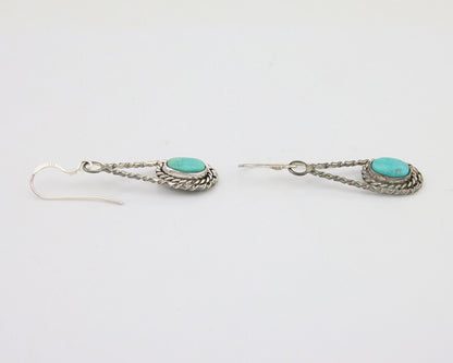 Navajo Dangle Earrings 925 Silver Natural Blue Turquoise Native Artist C.80's