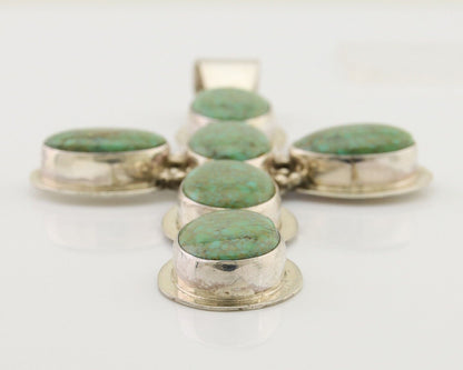 Navajo Large Pendant 925 Silver Natural Turquoise Signed Melissa Yazzie C.80's