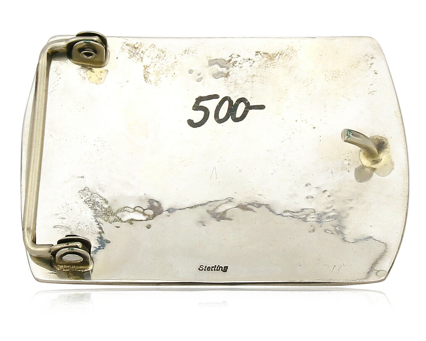 Navajo Belt Buckle .925 SOLID Sterling Silver Handmade Overlay Circa 1980's