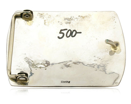 Navajo Belt Buckle .925 SOLID Sterling Silver Handmade Overlay Circa 1980's