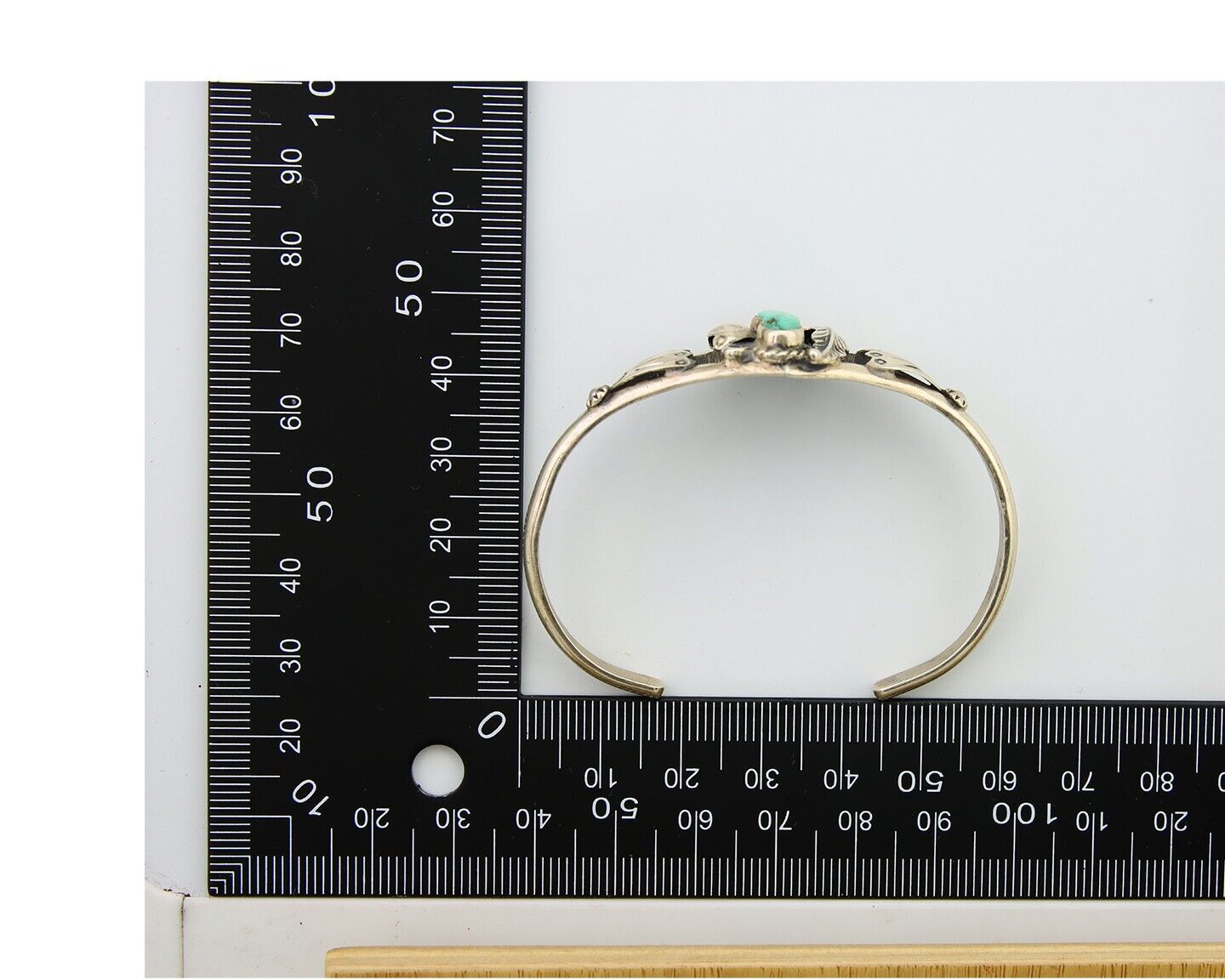 Navajo Bracelet 925 Silver Cuff Turquoise Handmade Native Artist C.80's