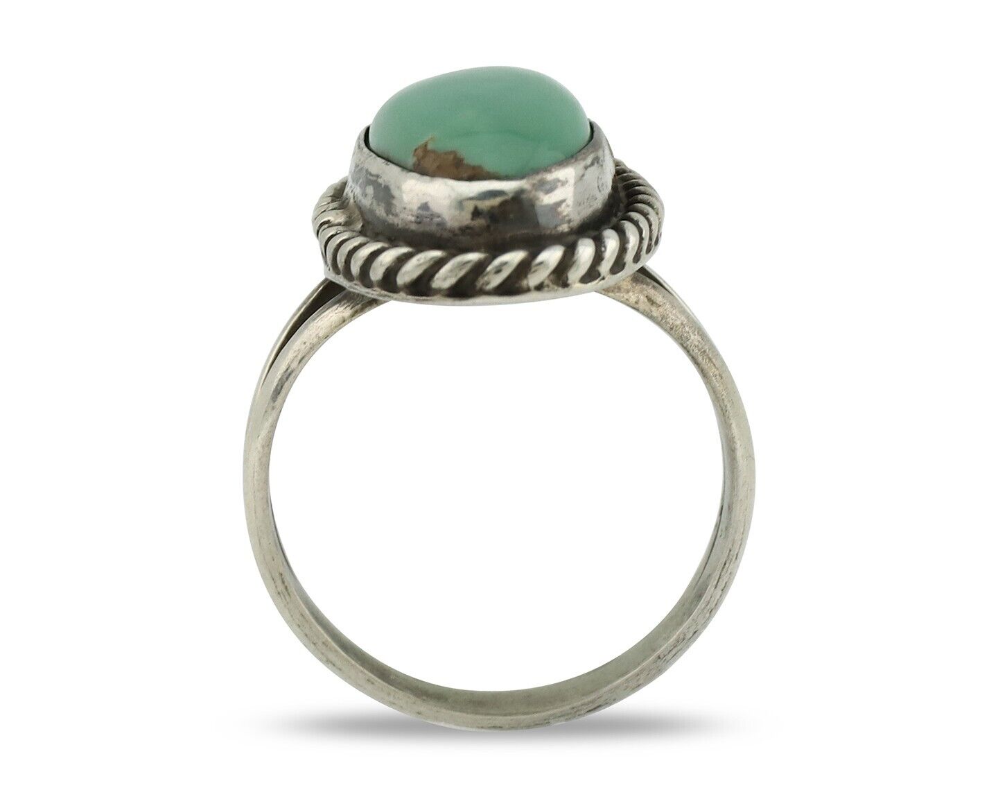 Navajo Ring 925 Silver Kingman Turquoise Artist Signed M Montoya C.80's