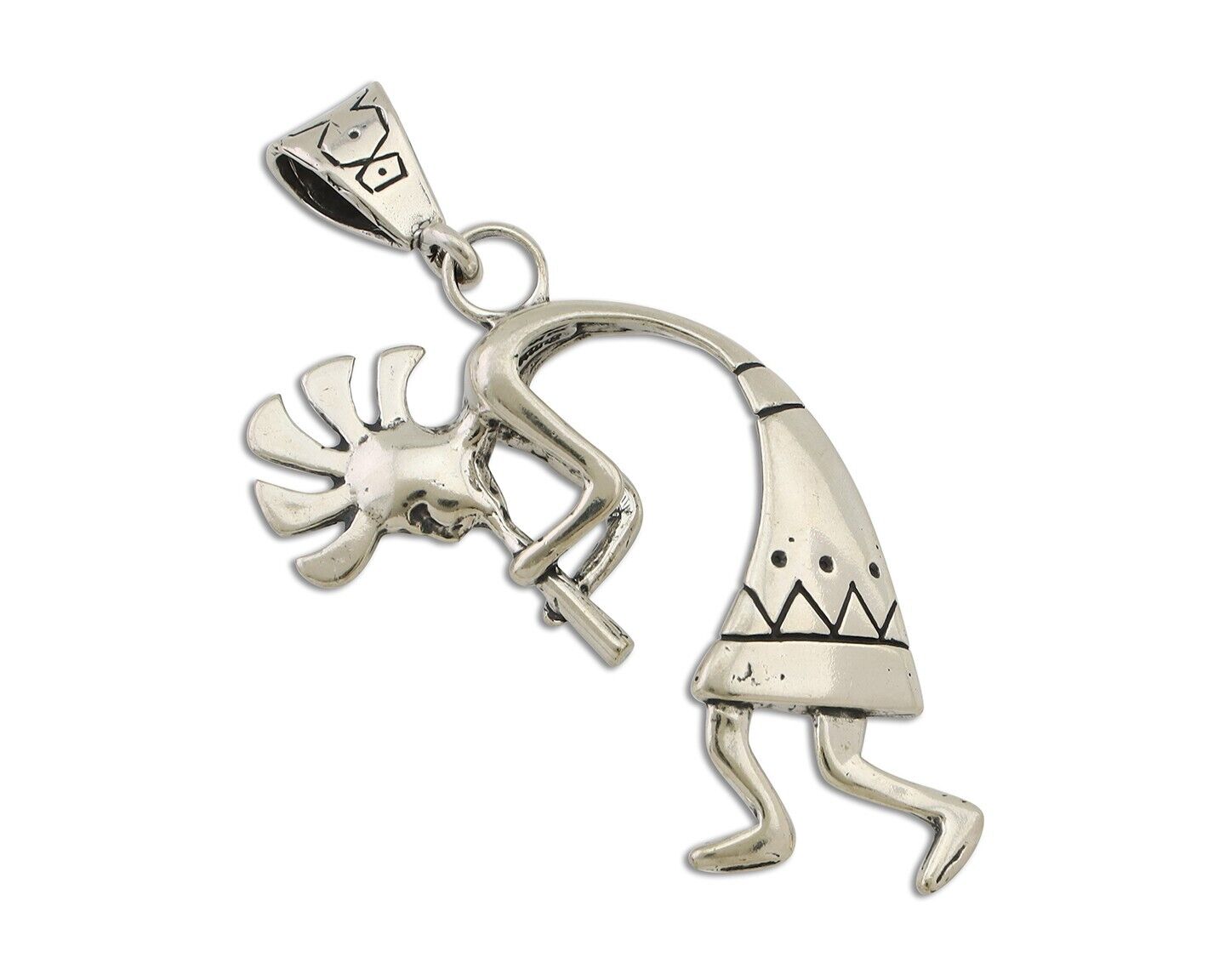 Navajo Kokopelli Pendant 925 Sterling Silver Artist Signed Masha C.80's