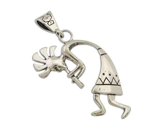 Navajo Kokopelli Pendant 925 Sterling Silver Artist Signed Masha C.80's