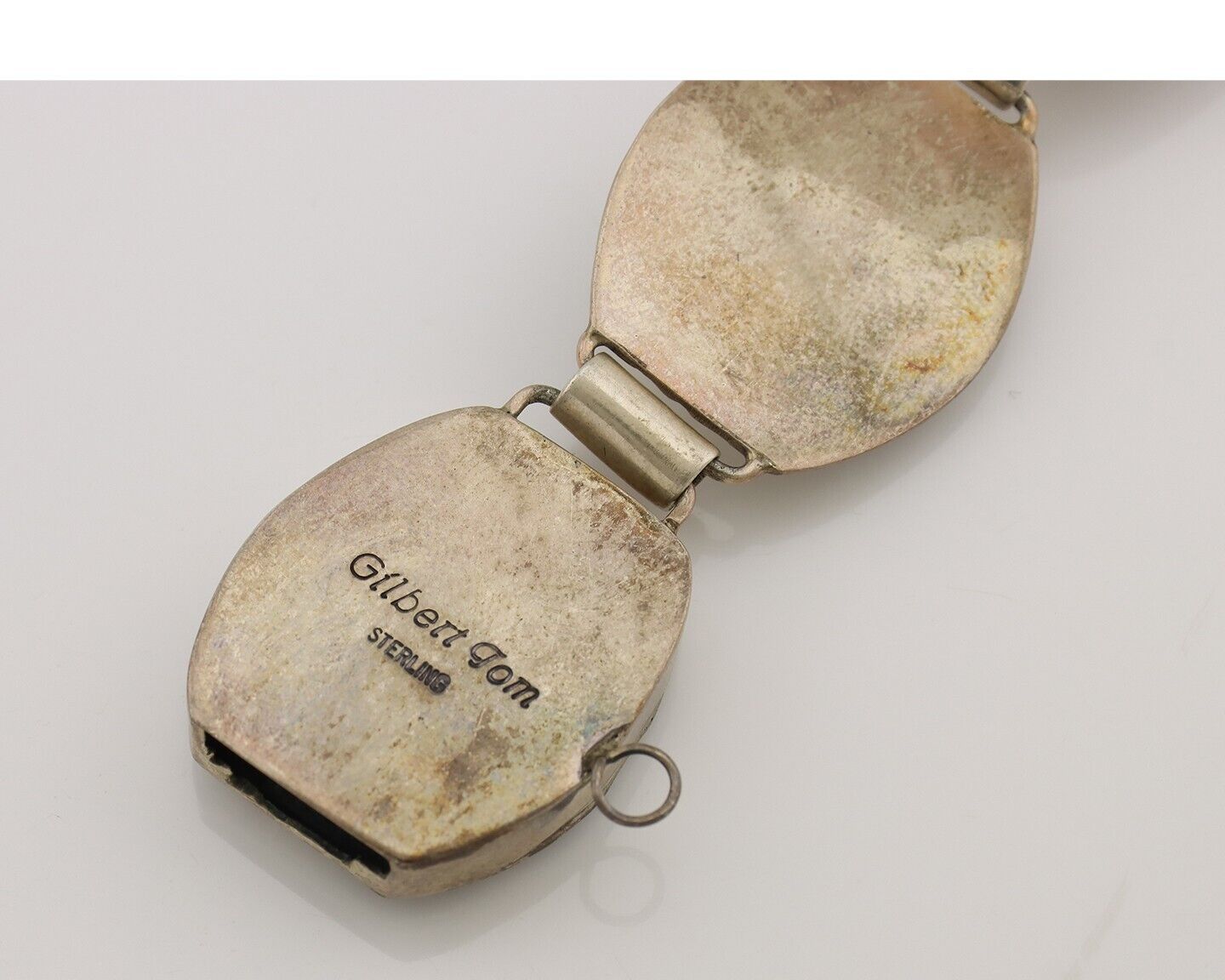 Navajo Concho Bracelet 925 Silver Turquoise Artist Signed Gilbert Tom C.80's