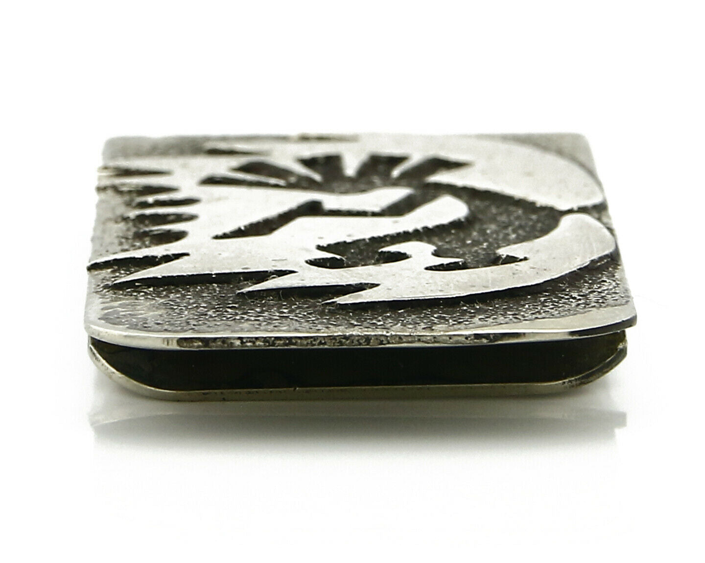 Navajo Money Clip .925 Silver & Nickle Hand Stamped Artist RB C.80's-90's