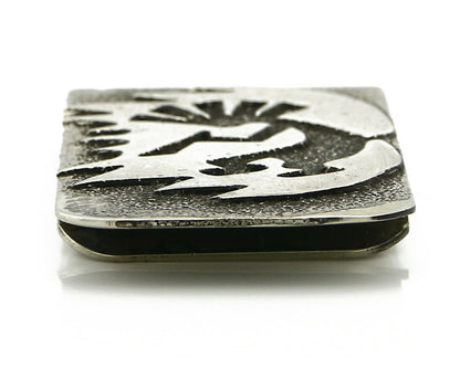 Navajo Money Clip .925 Silver & Nickle Hand Stamped Artist RB C.80's-90's