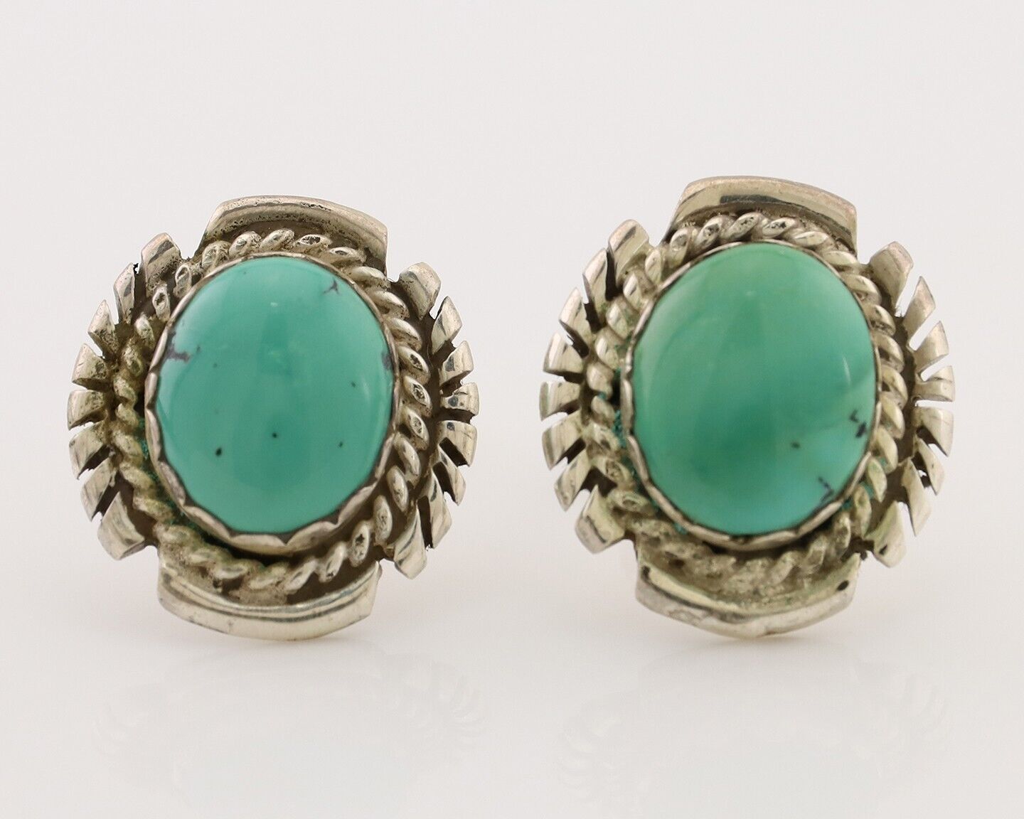 Navajo Earrings 925 Silver Natural Mined Turquoise Native American Artist C.80's