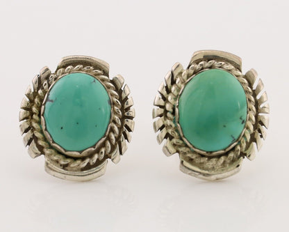 Navajo Earrings 925 Silver Natural Mined Turquoise Native American Artist C.80's