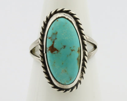 Navajo Ring 925 Silver Kingman Turquoise Native American Artist C.80's