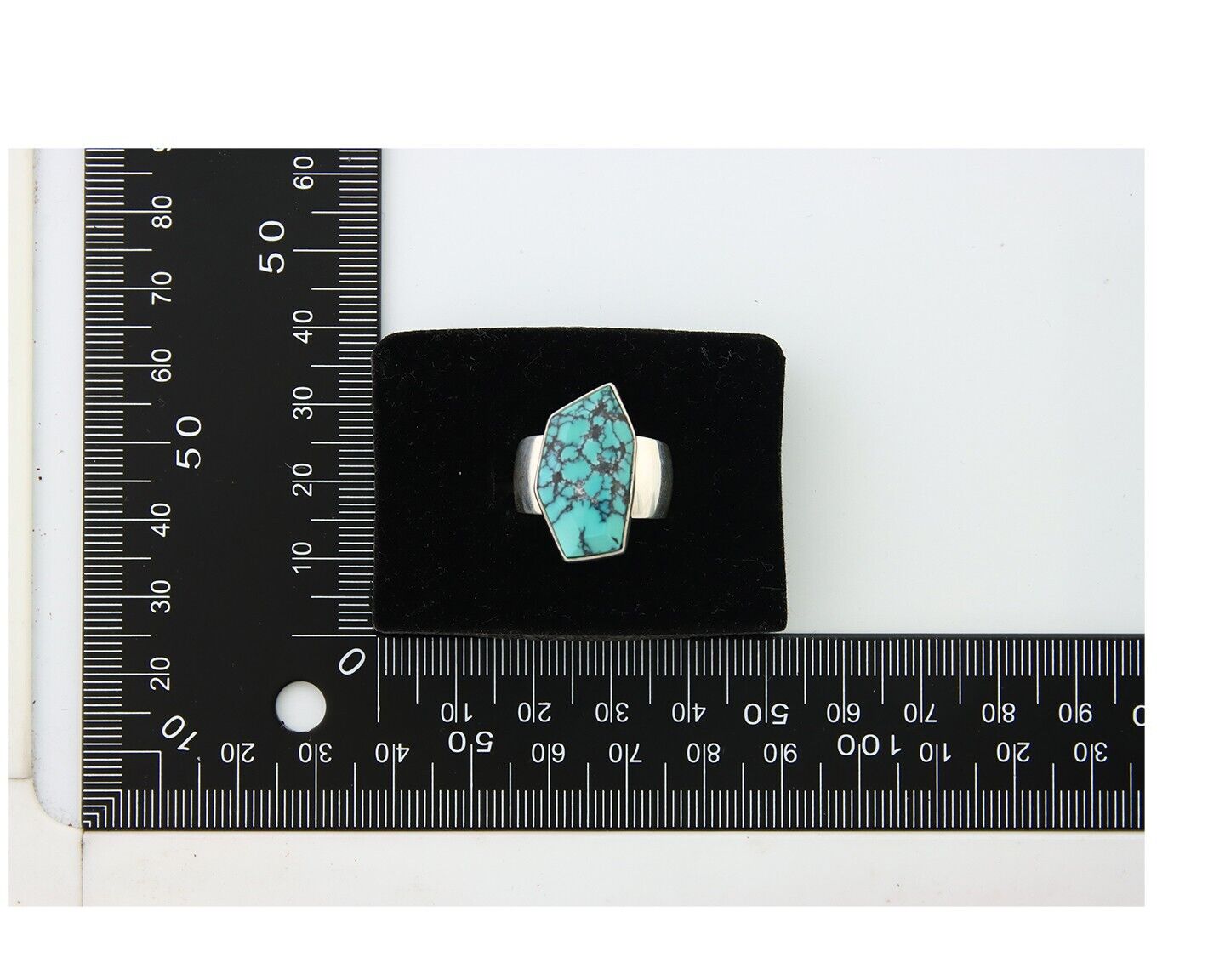 Navajo Ring .925 Sterling Blue Turquoise Artist Signed Doug Zachary C.80's