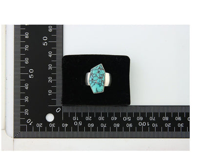 Navajo Ring .925 Sterling Blue Turquoise Artist Signed Doug Zachary C.80's