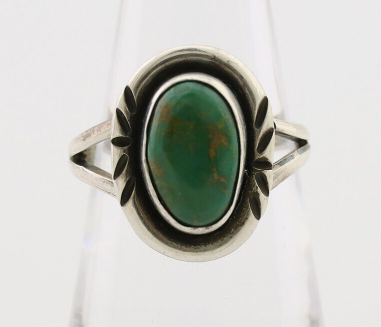 Navajo Ring 925 Silver Kingman Turquoise Native American Artist C.80's