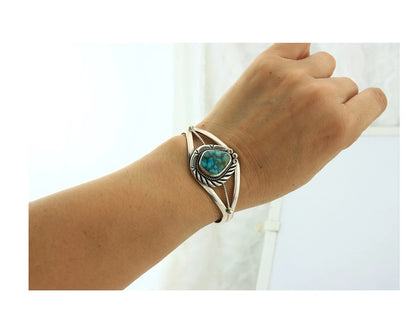 Navajo Cuff Bracelet 925 Sterling Silver Turquoise Vintage Signed Rose Begay