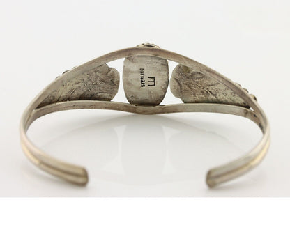 Navajo Handmade Bracelet 925 Silver Natural Blue Turquoise Artist Signed E C.80s